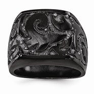 Black Titanium Casted Design Signet Ring