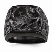 Black Titanium Casted Design Signet Ring
