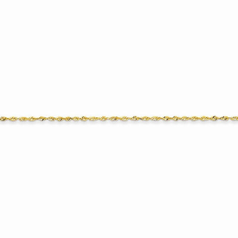 14K Yellow Gold Diamond-Cut Extra-Light Rope Chain Anklet