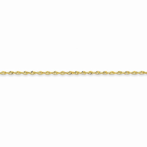 14K Yellow Gold Diamond-Cut Extra-Light Rope Chain Anklet