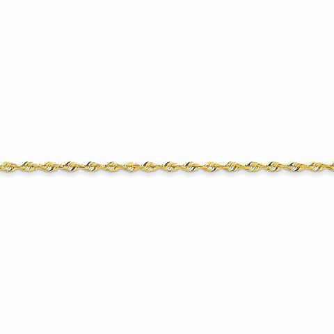 14K Yellow Gold Diamond-Cut Extra-Light Rope Chain Anklet