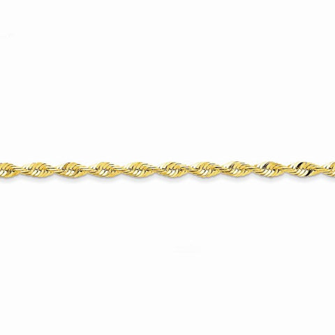 14K Yellow Gold Diamond-Cut Extra-Light Rope Chain Anklet
