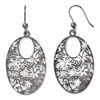 Sterling Silver & Ruthenium-plated Shepherd Hook Earrings