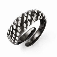Leslies Sterling Silver and Ruthenium Diamond-cut Adjustable Ring