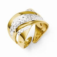 Leslies Sterling Silver and Gold-plated Diamond-cut Adjustable Ring