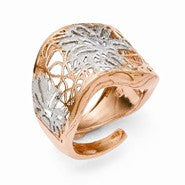Sterling Silver Rose-tone 18k Flash Plated Adjustable Ring