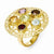 Sterling Silver Gold-tone 18k Flash Gemstone Adj.Ring, Jewelry Ring
