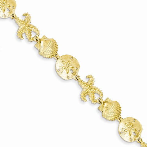 14K Yellow Gold Seashell Theme Bracelet