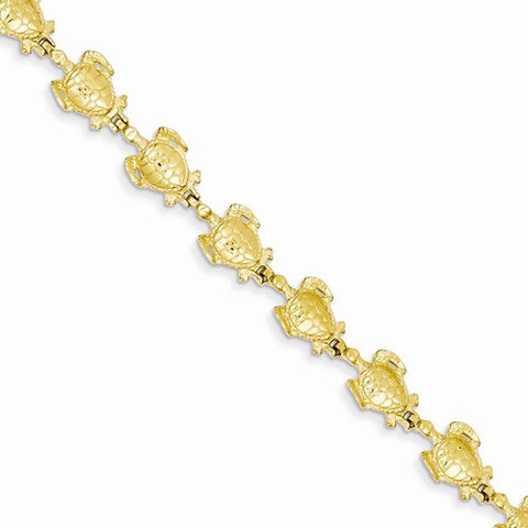 14K Yellow Gold Sea Turtle Link Bracelet