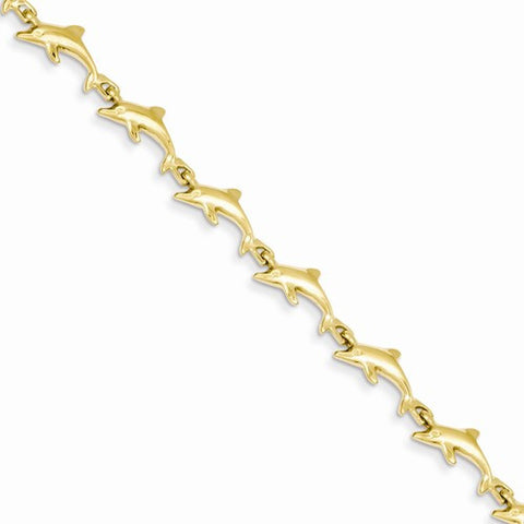 14K Yellow Gold Dolphin Bracelet