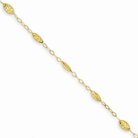 14K Yellow Gold Puff Rice Bead Bracelet