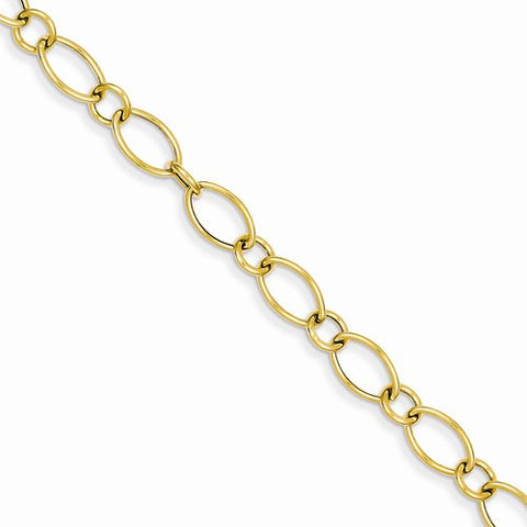 14K Yellow Gold Oval & Circles Design Bracelet