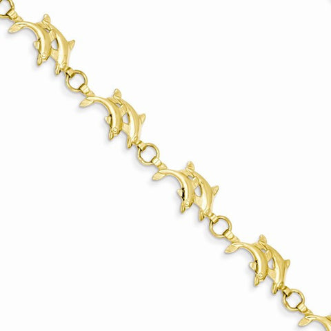 14K Yellow Gold Double Dolphin Bracelet