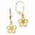 14k Yellow Gold Satin Diamond-Cut Plumeria Dangle Leverback Earrings