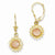 14k Two-tone Polished Sunflower Dangle Leverback Earrings