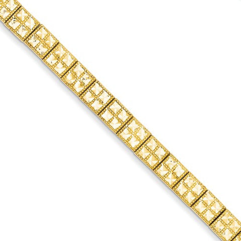 14K Yellow Gold Diamond-Cut Fancy Etched Bracelet