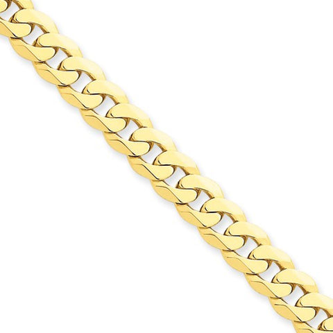 14K Yellow Gold Beveled Curb Chain Bracelet
