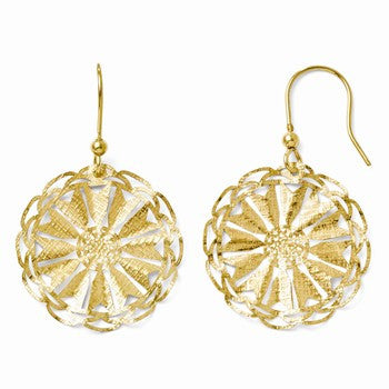 Sterling Silver Gold-tone 14k Yellow Gold Flash Plated Diamond-cut Earrings