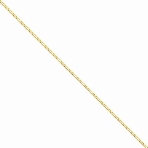 14K Yellow Gold Flat Figaro Chain Bracelet