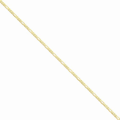 14K Yellow Gold Flat Figaro Chain Bracelet