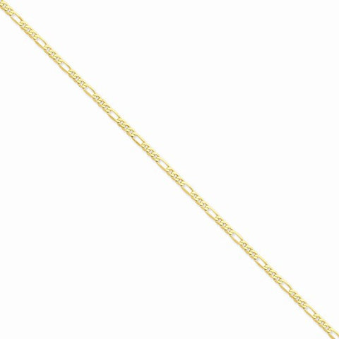 14K Yellow Gold Flat Figaro Chain Bracelet