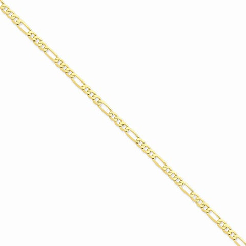 14K Yellow Gold Flat Figaro Link Chain Bracelet