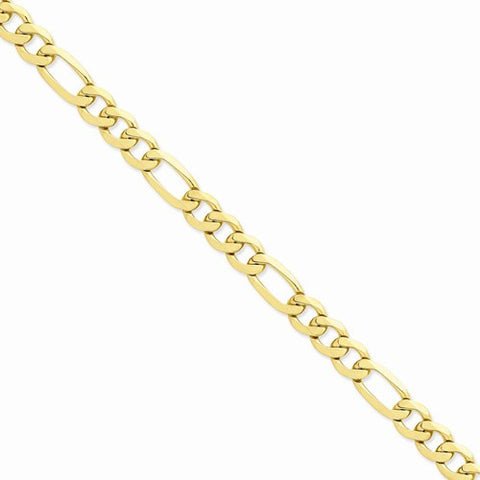 14K Yellow Gold Flat Figaro Chain Bracelet