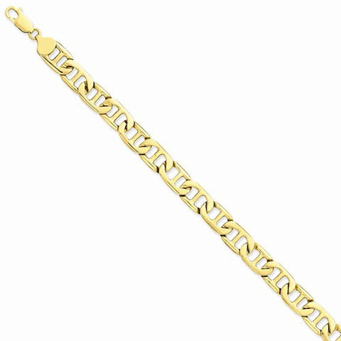 14K Yellow Gold Solid Hand -Polished Anchor Link Bracelet