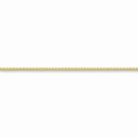 14K Yellow Gold Flat Wheat Chain Bracelet