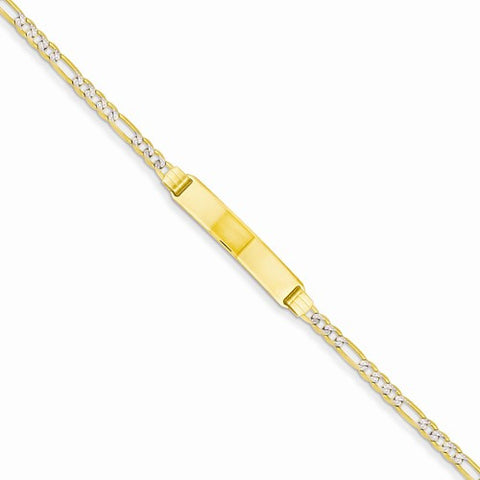 14K Yellow Gold Pave Figaro Id Bracelet