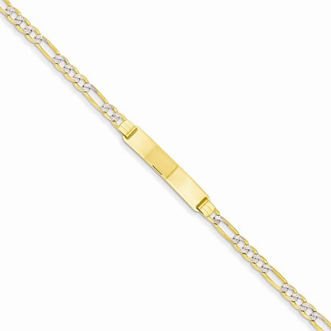 14K Yellow Gold Pave Figaro Id Bracelet