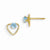 14k Yellow Gold 3mm Blue Zircon Birthstone Heart Earrings