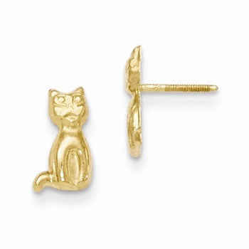 14k Yellow Gold Cat Earrings