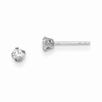 14k White Gold 3MM CZ Earrings