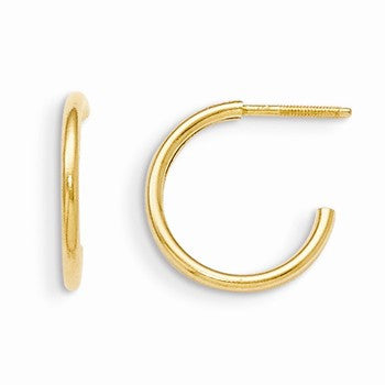 14k Yellow Gold Hoop Screwback Earrings