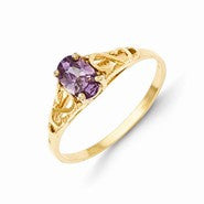 14k Yellow Gold Synthetic Amethyst Ring