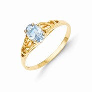14k Yellow Gold Synthetic Aquamarine Ring