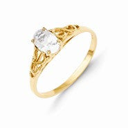 14k Yellow Gold Synthetic White Spinel Ring