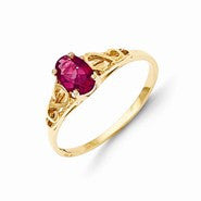 14k Yellow Gold Synthetic Ruby Ring