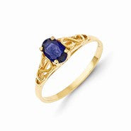 14k Yellow Gold Synthetic Sapphire Spinel Ring