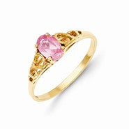 14k Yellow Gold Synthetic Rose Zircon Ring