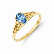 14k Yellow Gold Synthetic Blue Zircon Ring