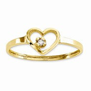 14k Yellow Gold CZ Heart Ring