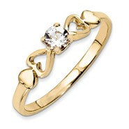 14k Yellow Gold 3mm White Topaz Heart Baby Ring