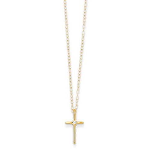 14K Yellow Gold Madi K Diamond Cross Necklace