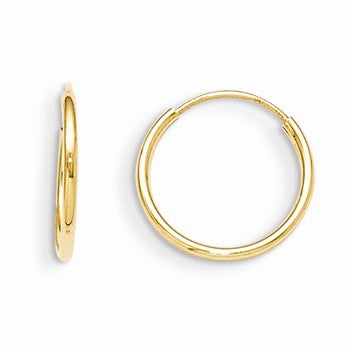 14k Yellow Gold Endless Hoop Earrings