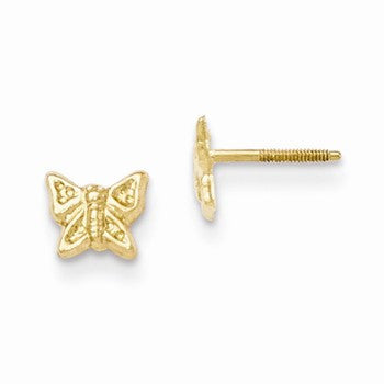 14k Yellow Gold Butterfly Screwback Earrings
