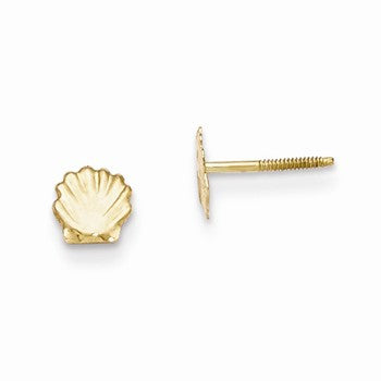 14k Yellow Gold Shell Post Earrings