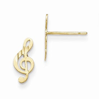 14k Yellow Gold Polished Musical Note Post Earrings