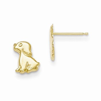 14k Yellow Gold Sitting Dog Post Earrings